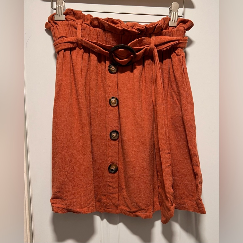 Women's burnt Orange/ brick Button-Down Skirt